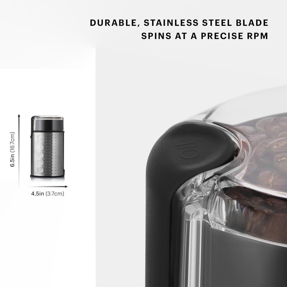 Bodum Bistro electric blade coffee grinder, lid and bowl